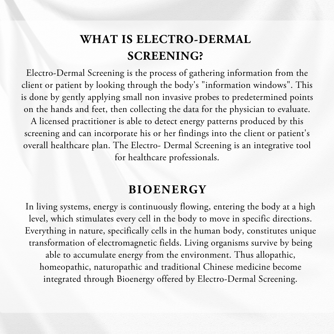 Electro-Dermal Screening with Naturopath & ONDAMED Package Sat. Dec 7