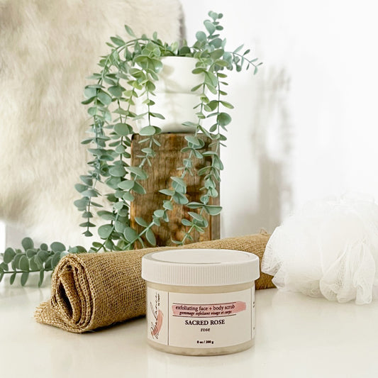 Sacred Rose exfoliating face + body scrub