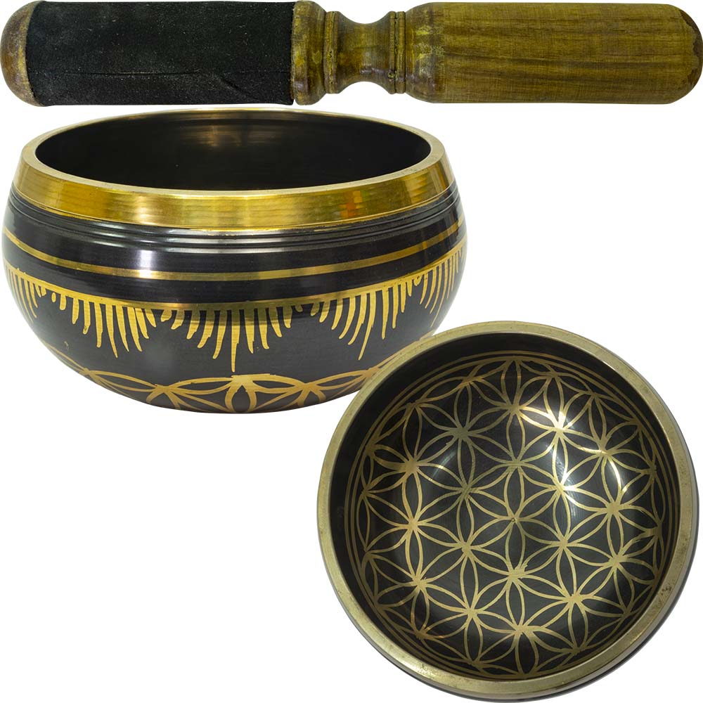 Singing Bowl Flower of Life Black 6 “